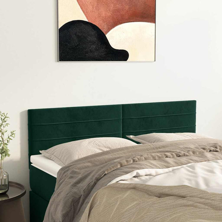 sengegavle 144x5x78/88 cm fløjl mørkegrøn