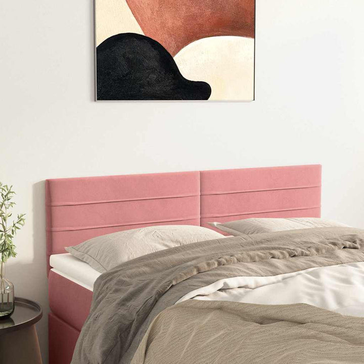 sengegavle 144x5x78/88 cm fløjl lyserød
