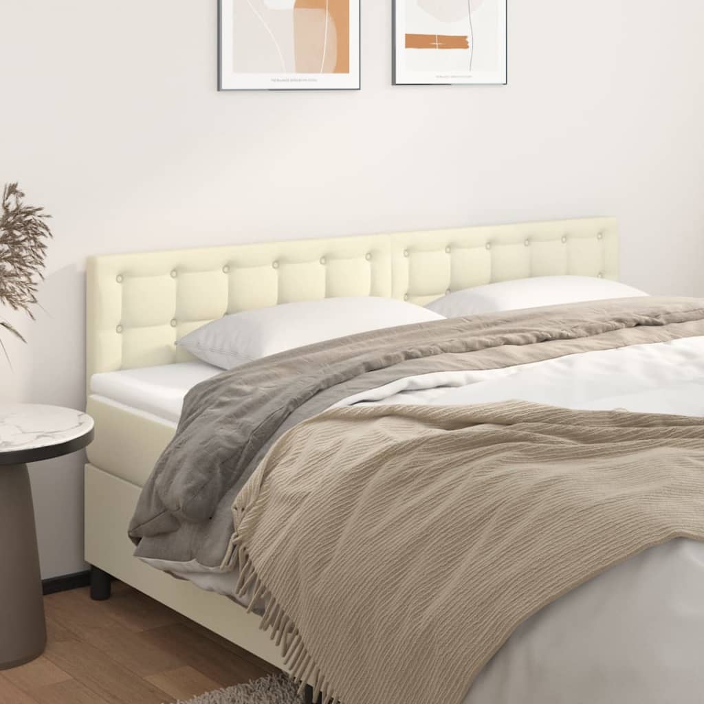 sengegavle 160x5x78/88 cm kunstlæder cremefarvet
