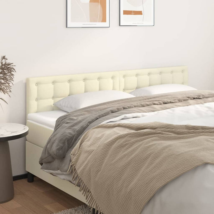 sengegavle 180x5x78/88 cm kunstlæder cremefarvet