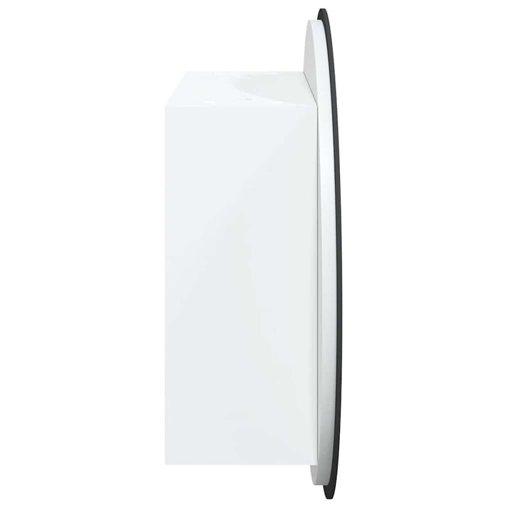 badeværelsesskab med rundt spejl og LED-lys 40x40x17,5 cm hvid