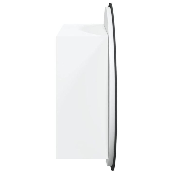 badeværelsesskab med rundt spejl og LED-lys 47x47x17,5 cm hvid