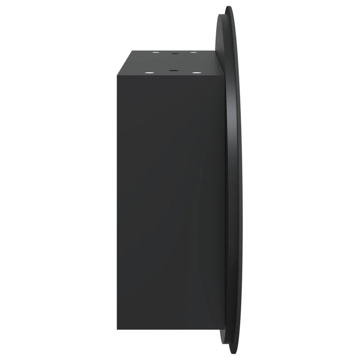 badeværelsesskab med rundt spejl og LED-lys 47x47x17,5 cm sort