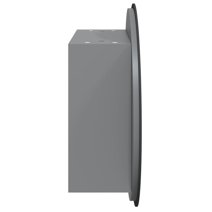 badeværelsesskab med rundt spejl og LED-lys 47x47x17,5 cm grå