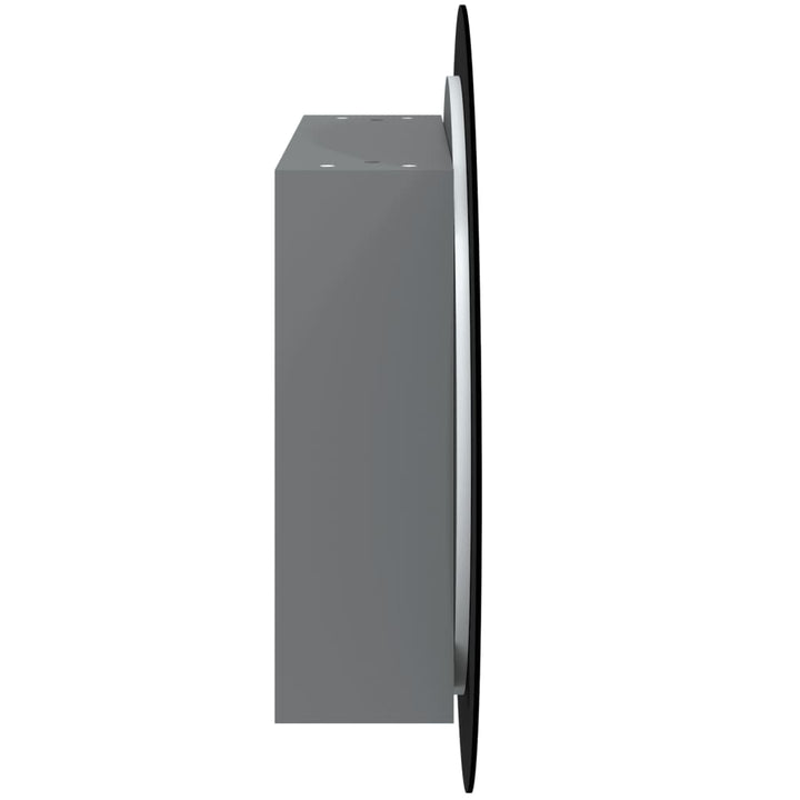 badeværelsesskab med rundt spejl og LED-lys 40x40x17,5 cm grå