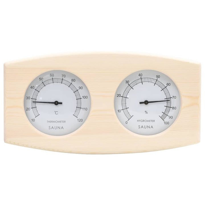 2-i-1 saunasæt med hygrometer og timeglas massivt fyrretræ