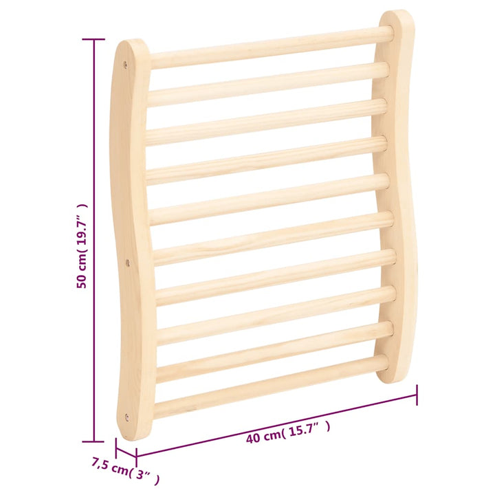 S-formet ryglæn til sauna massivt fyrretræ