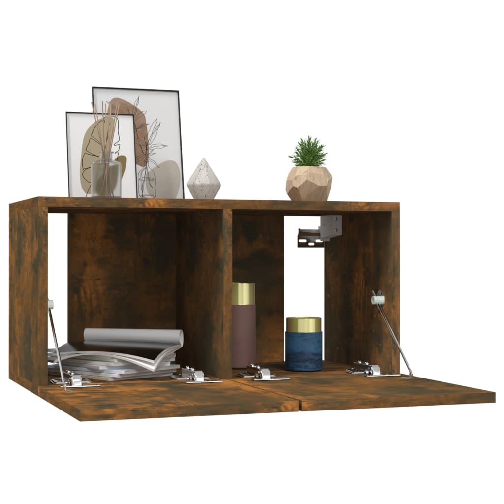 vægskabe 4 stk. 60x30x30 cm konstrueret træ røget egetræsfarve