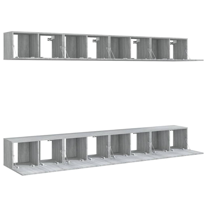 tv-skabe 8 stk. 60x30x30 cm konstrueret træ grå sonoma-eg