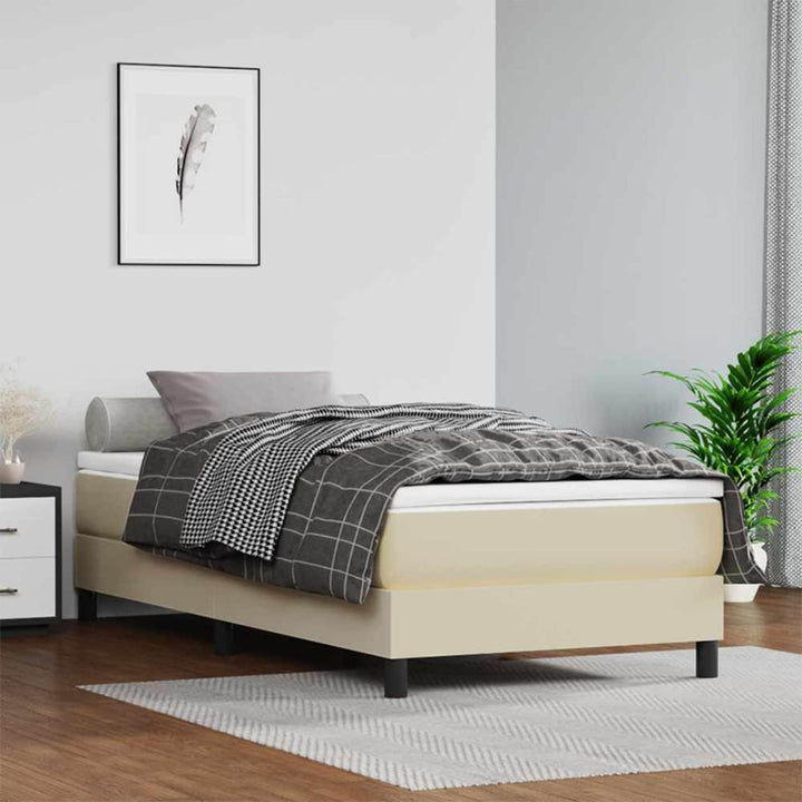 springmadras med pocketfjedre medium 80x200x20 cm kunstlæder creme