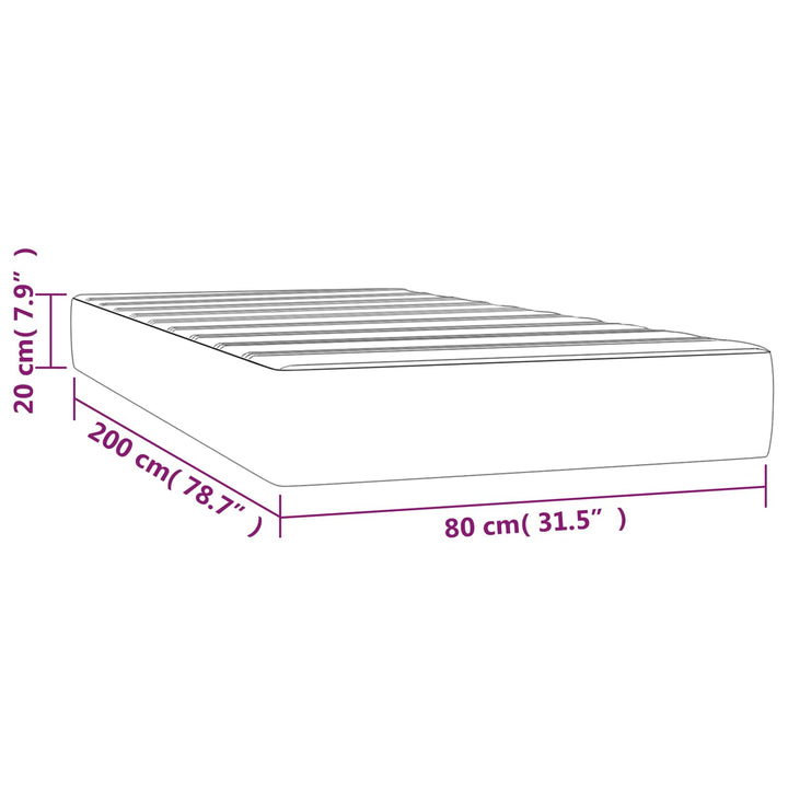 springmadras med pocketfjedre medium 80x200x20 cm kunstlæder creme