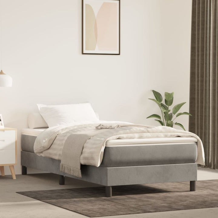 springmadras med pocketfjedre medium 90x200x20 cm fløjl lysegrå