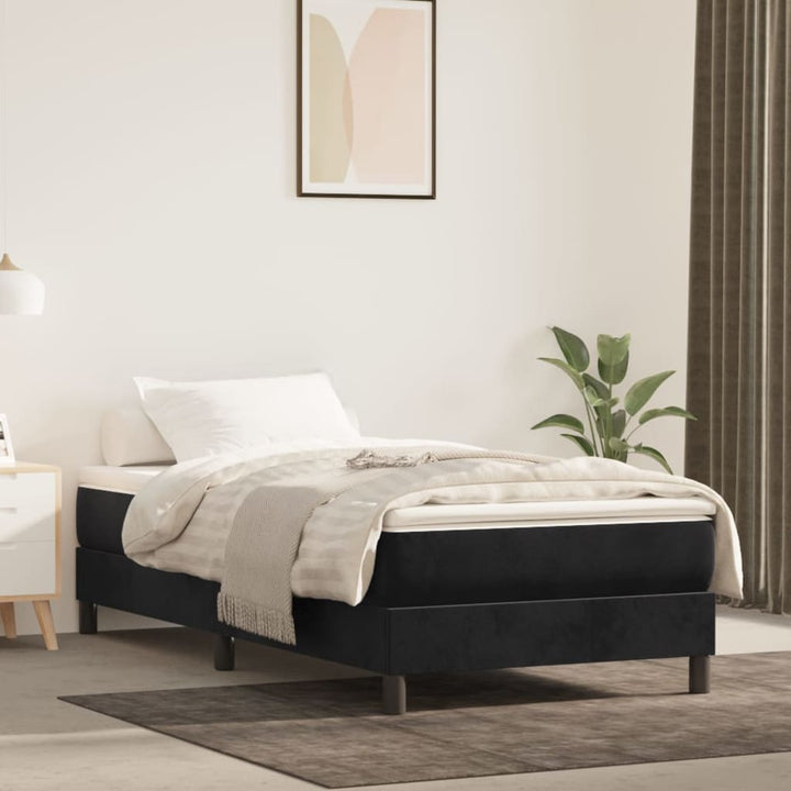 springmadras med pocketfjedre medium 90x200x20 cm fløjl sort