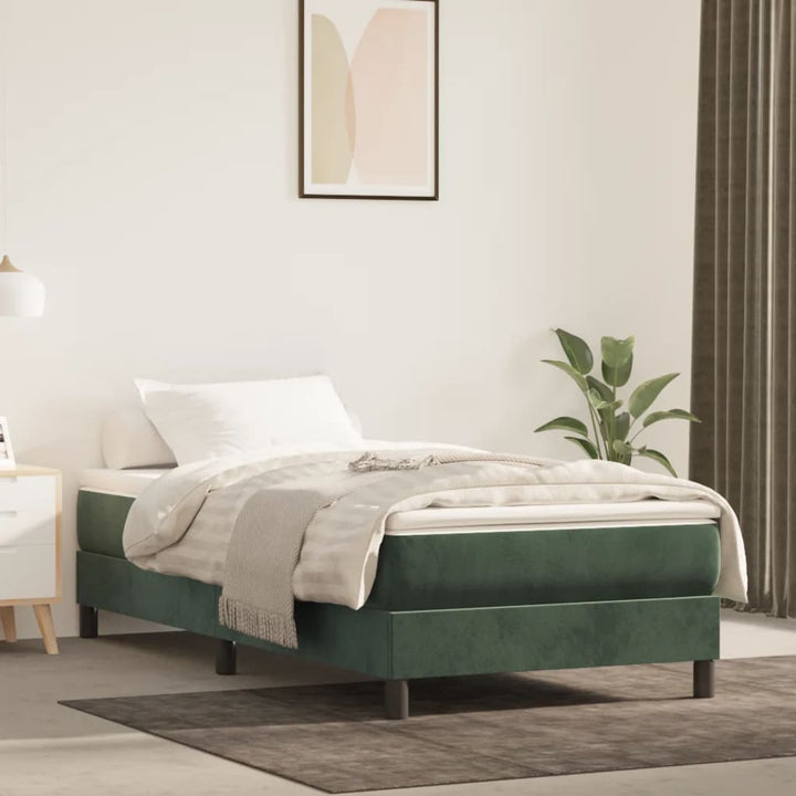 springmadras med pocketfjedre medium 90x200x20 cm fløjl mørkegrøn