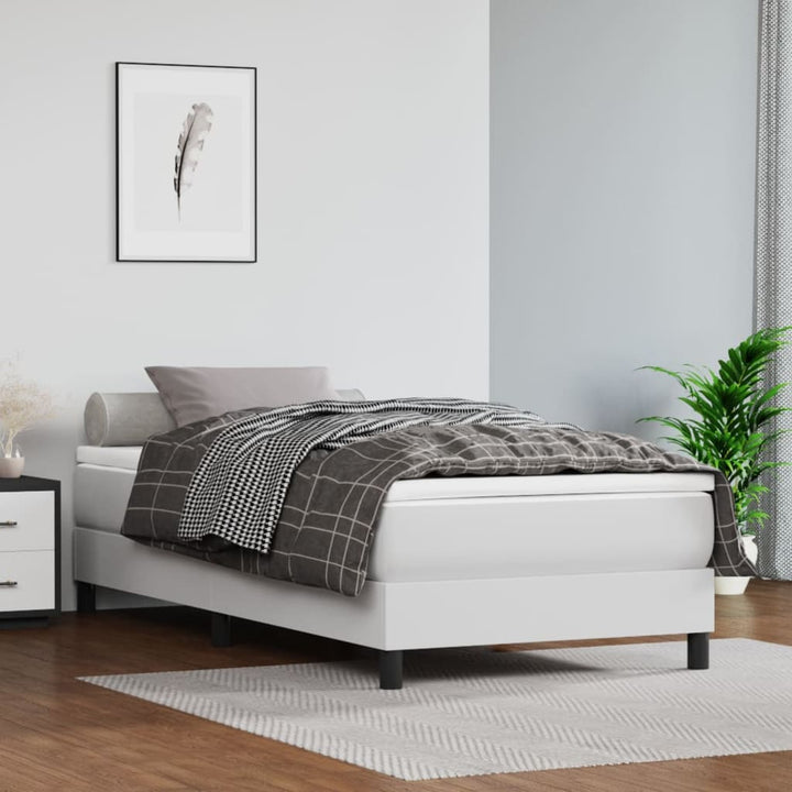 springmadras med pocketfjedre medium 100x200x20 cm kunstlæder hvid