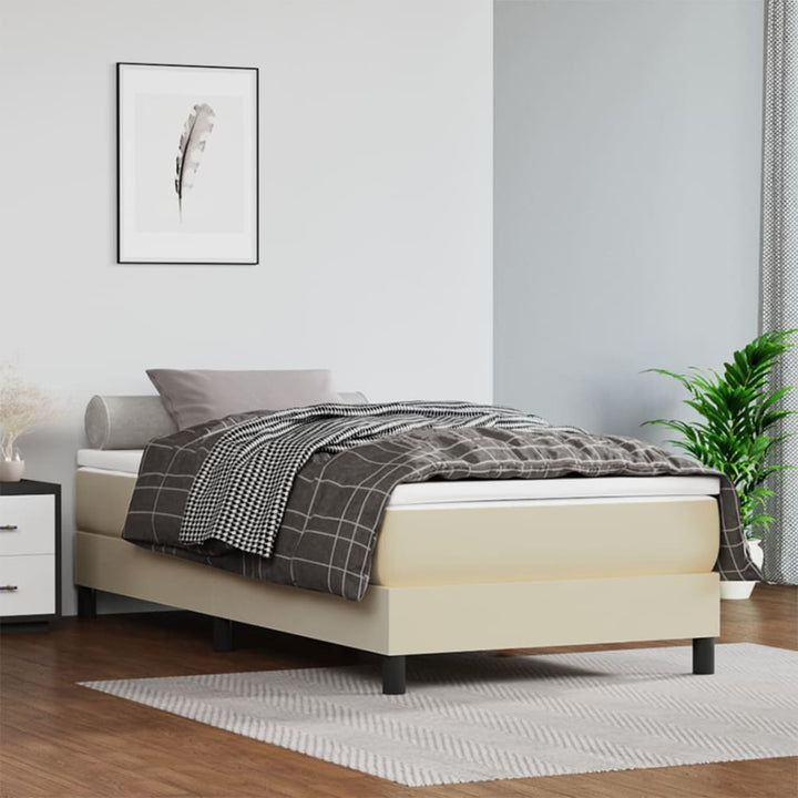 springmadras med pocketfjedre medium 100x200x20 cm kunstlæder creme