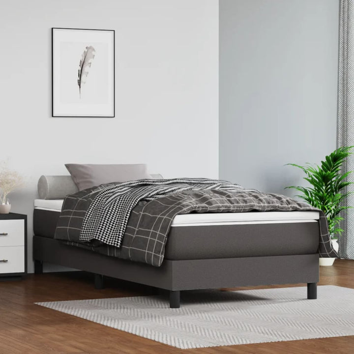 springmadras med pocketfjedre medium 100x200x20 cm kunstlæder grå