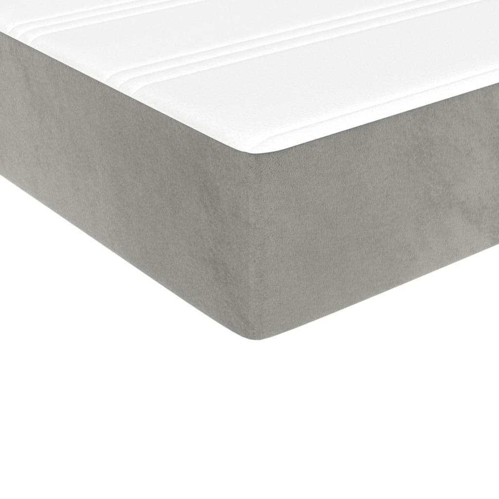 springmadras med pocketfjedre medium 100x200x20 cm fløjl lysegrå
