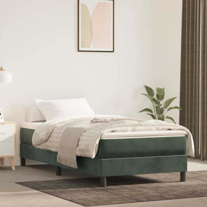 springmadras med pocketfjedre medium 100x200x20 cm fløjl mørkegrøn