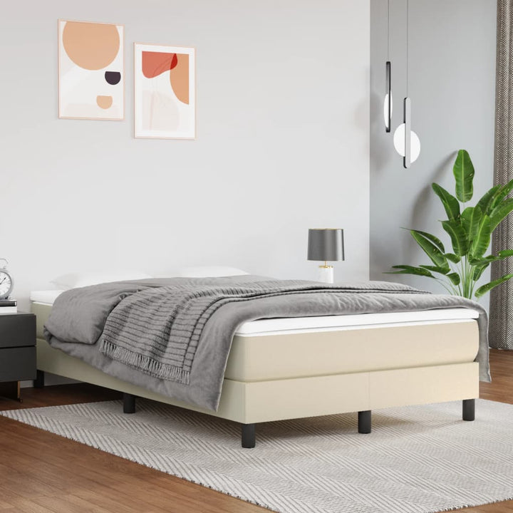 springmadras med pocketfjedre medium 120x200x20 cm kunstlæder creme
