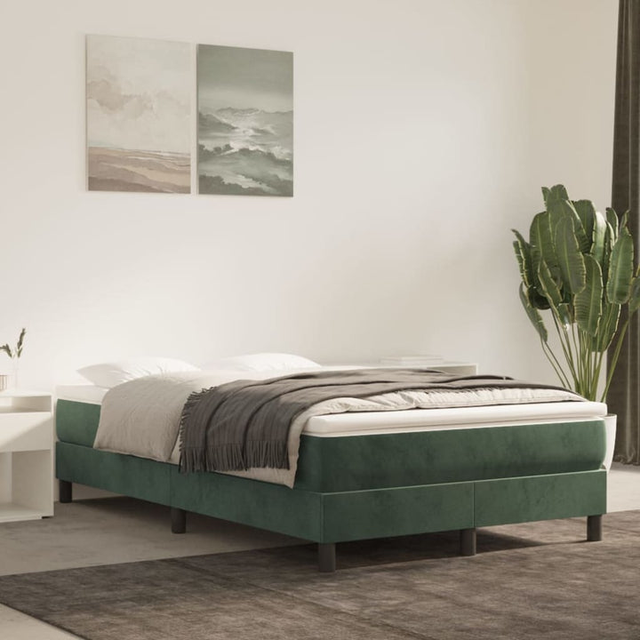 springmadras med pocketfjedre medium 120x200x20 cm fløjl mørkegrøn