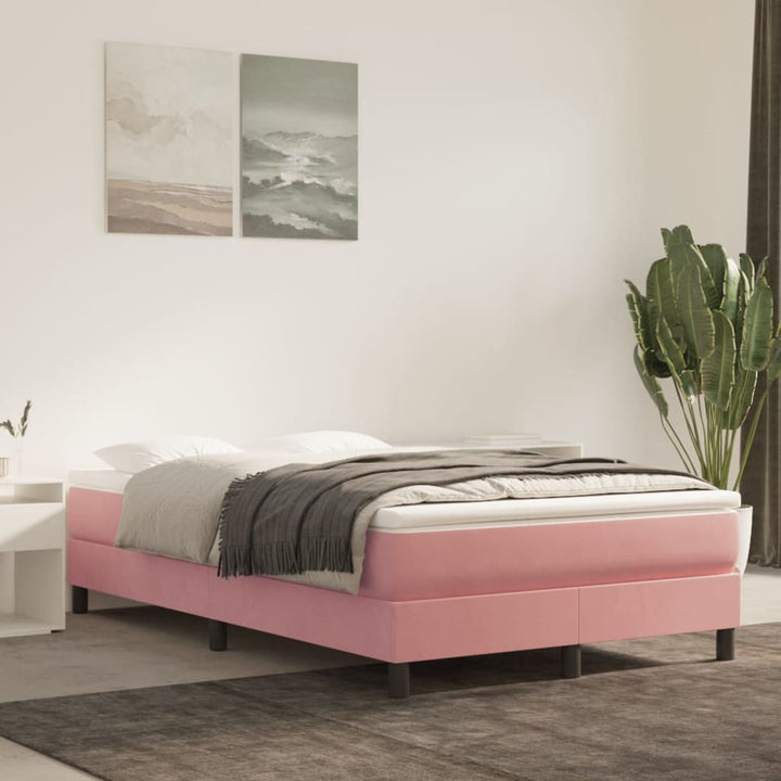 springmadras med pocketfjedre medium 120x200x20 cm fløjl lyserød