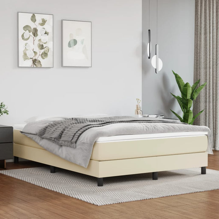 springmadras med pocketfjedre medium 140x190x20 cm kunstlæder creme