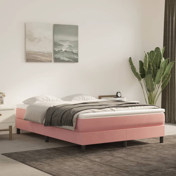 springmadras med pocketfjedre medium 140x200x20 cm fløjl lyserød