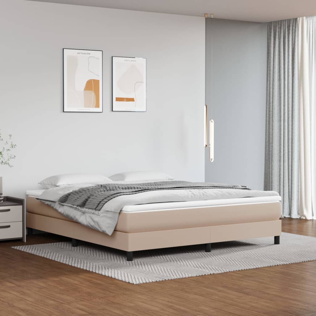 springmadras + pocketfjedre medium 160x200x20 cm kunstlæder cappuccino