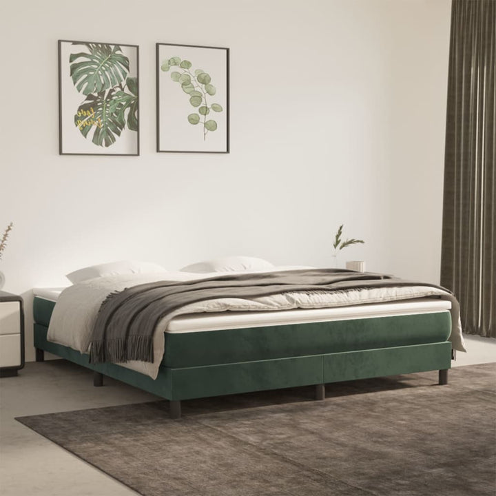 springmadras med pocketfjedre medium 160x200x20 cm fløjl mørkegrøn