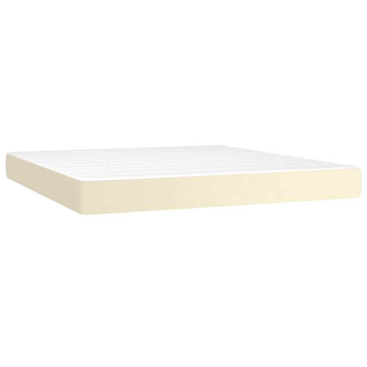 springmadras med pocketfjedre medium 180x200x20 cm kunstlæder creme