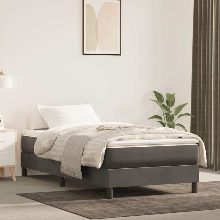 springmadras med pocketfjedre medium 100x190x20 cm fløjl mørkegrå