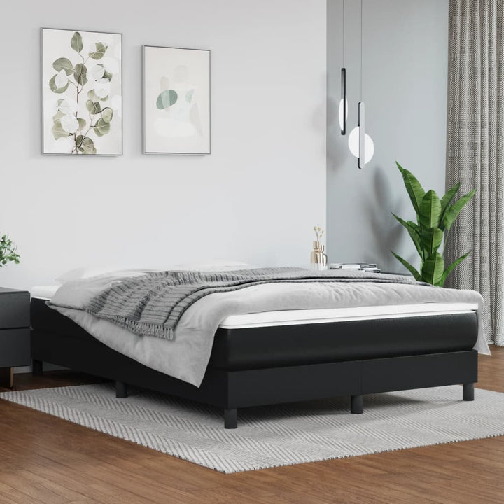 springmadras med pocketfjedre medium 137x190x20 cm kunstlæder sort