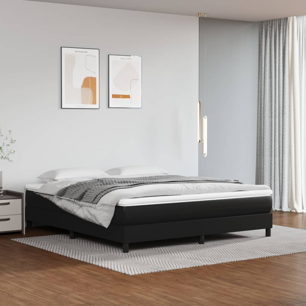 springmadras med pocketfjedre medium 152x203x20 cm kunstlæder sort
