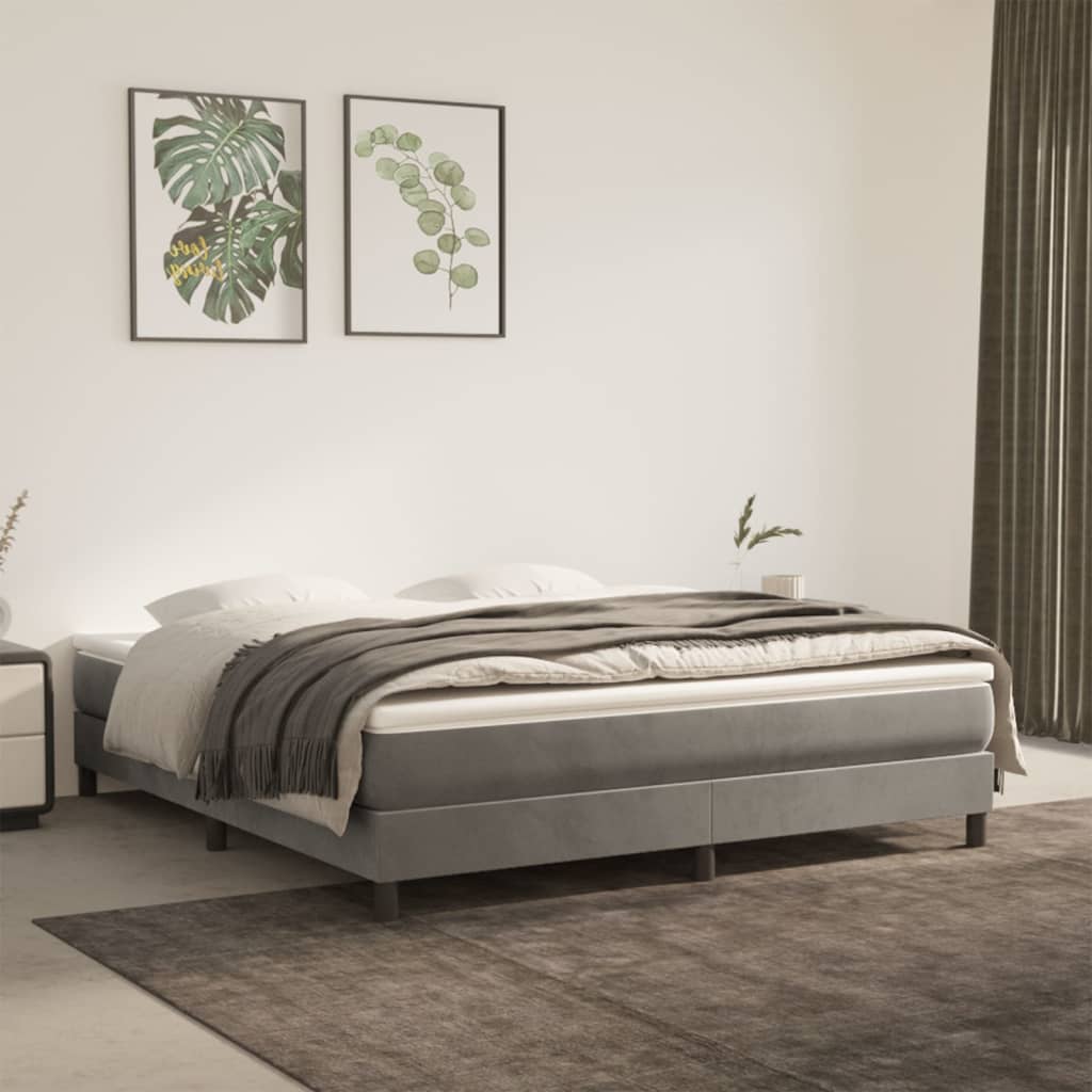 springmadras med pocketfjedre medium 152x203x20 cm fløjl lysegrå