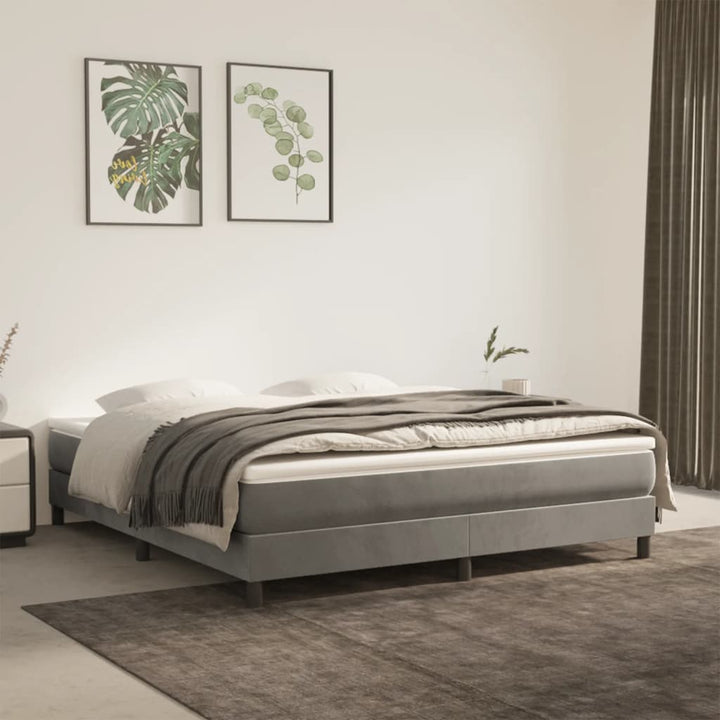 springmadras med pocketfjedre medium 193x203x20 cm fløjl lysegrå