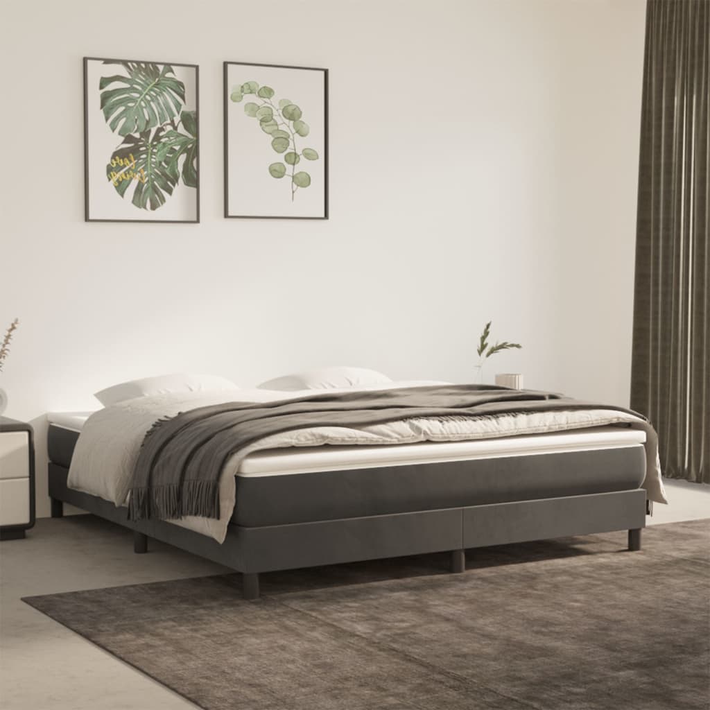 springmadras med pocketfjedre medium 193x203x20 cm fløjl mørkegrå