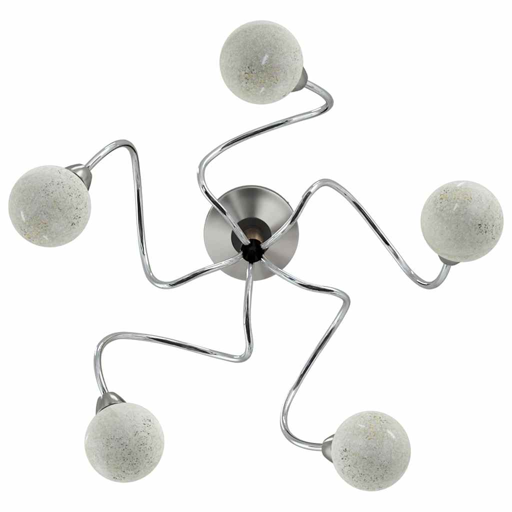 loftlampe med runde glasskærme til 5 G9 LED-pærer