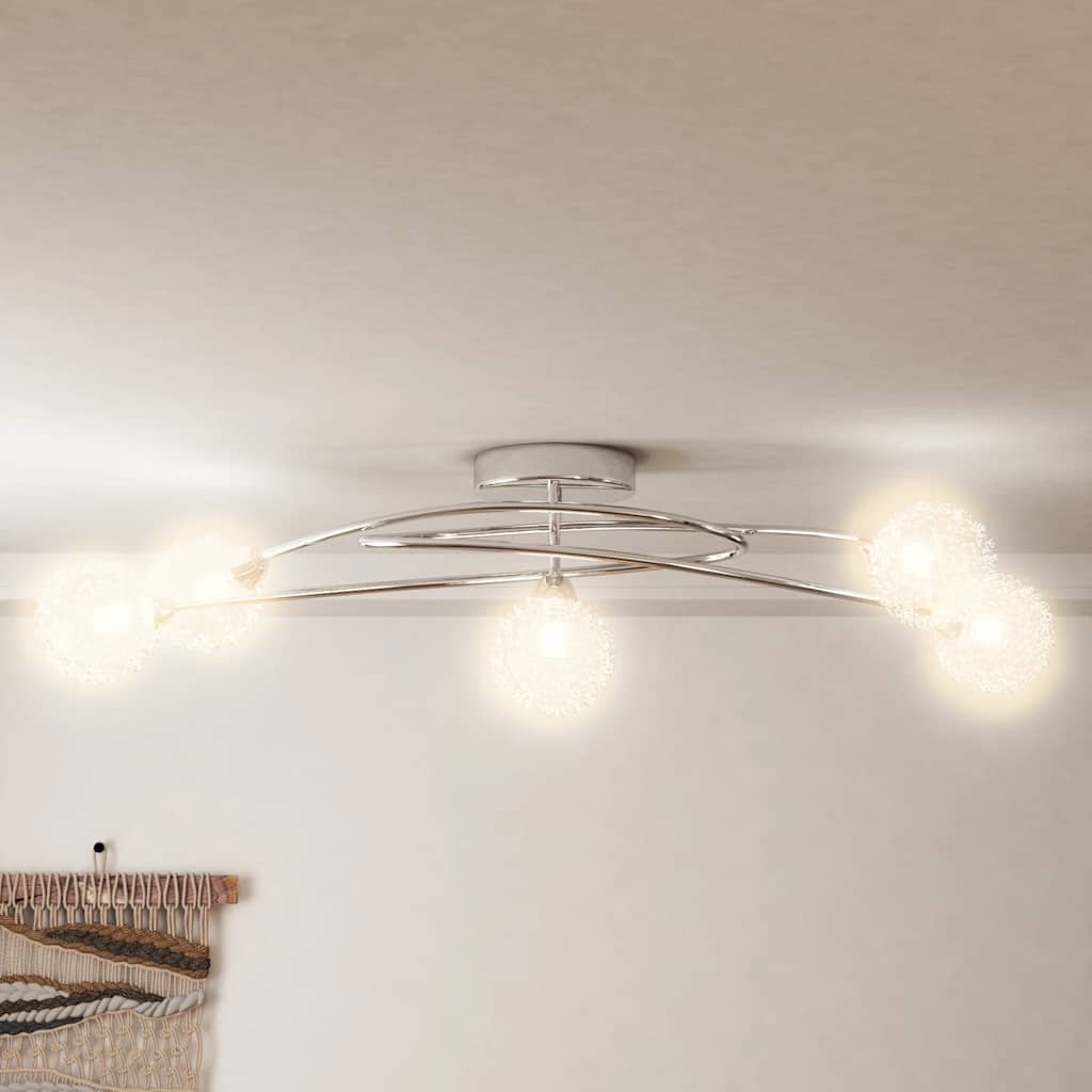 loftlampe med skærme i trådnet til 5 G9 LED-pærer