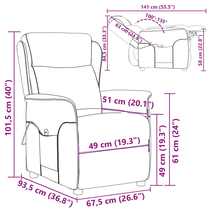 Massagestol med pude Sort 93.5 x 67.5 x 101.5 cm Stof