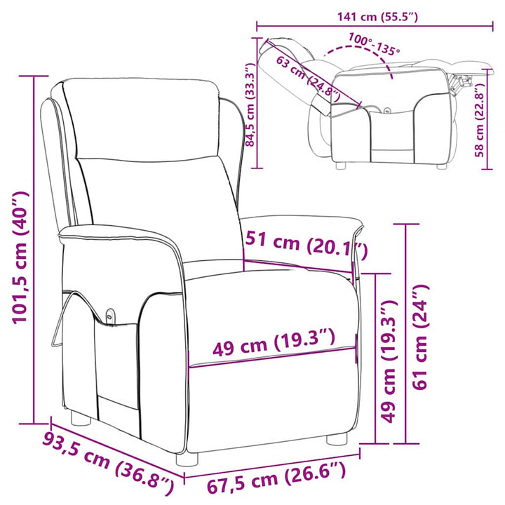 Massagestol med pude Vin 93.5 x 67.5 x 101.5 cm Stof