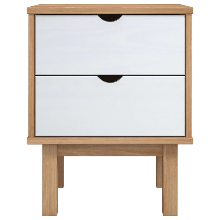sengebord OTTA 45x39x57 cm massivt fyrretræ brun og hvid