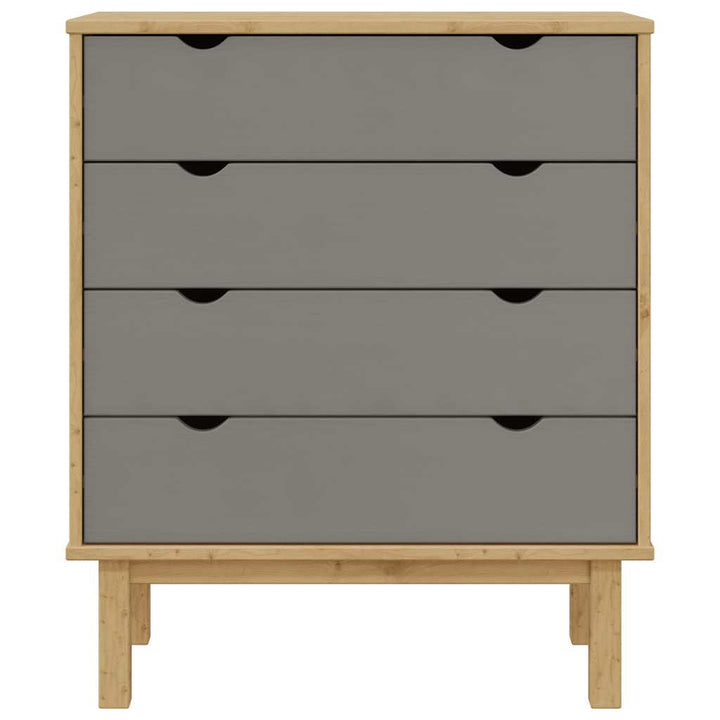 kommode OTTA 76,5x39,5x90 cm massivt fyrretræ brun og grå