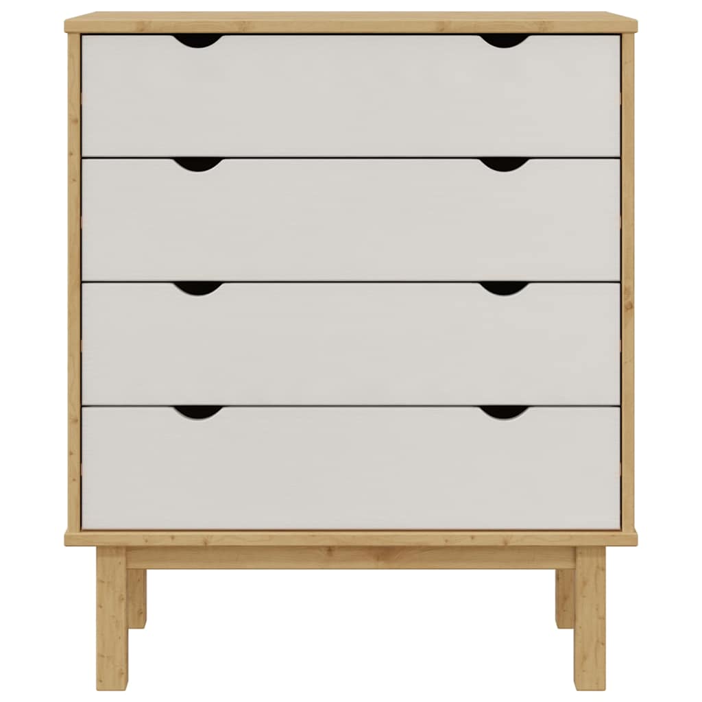 kommode OTTA 76,5x39,5x90 cm massivt fyrretræ brun og hvid