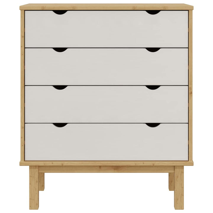 kommode OTTA 76,5x39,5x90 cm massivt fyrretræ brun og hvid