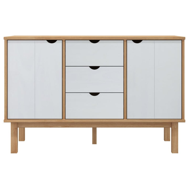 skænk OTTA 113,5x43x73 cm massivt fyrretræ brun og hvid