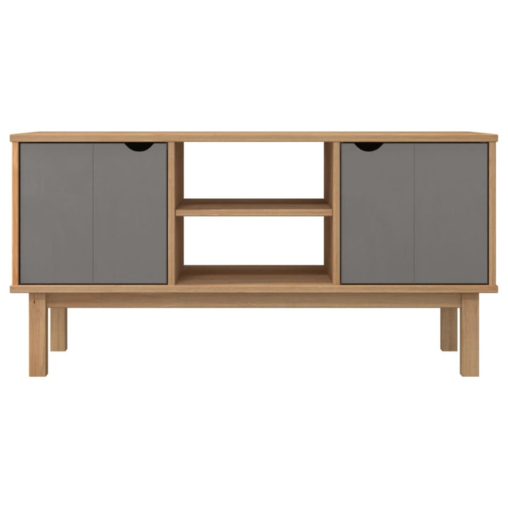 tv-skab OTTA 113,5x43x57 cm massivt fyrretræ brun og grå