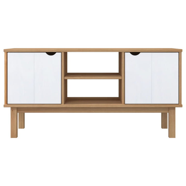 tv-skab OTTA 113,5x43x57 cm massivt fyrretræ brun og hvid