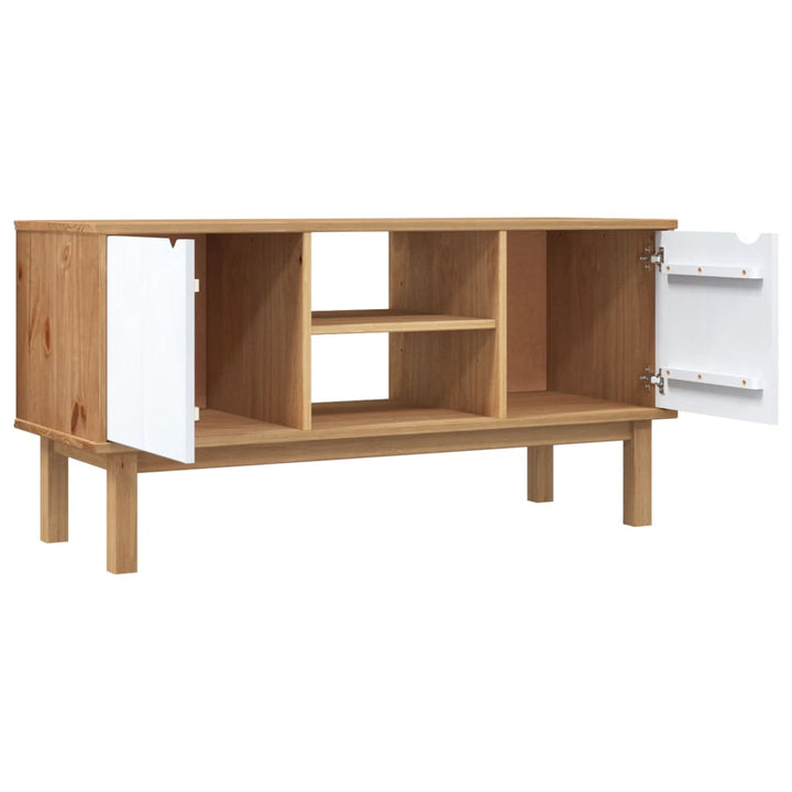tv-skab OTTA 113,5x43x57 cm massivt fyrretræ brun og hvid