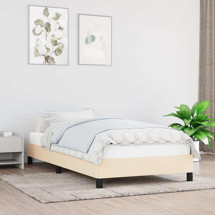 sengeramme uden madras 90x190 cm stof cremefarvet